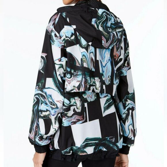 Nike Women's Black/Multi Marble-Print Half-Zip Hooded Jacket Sz M - Picture 7 of 13